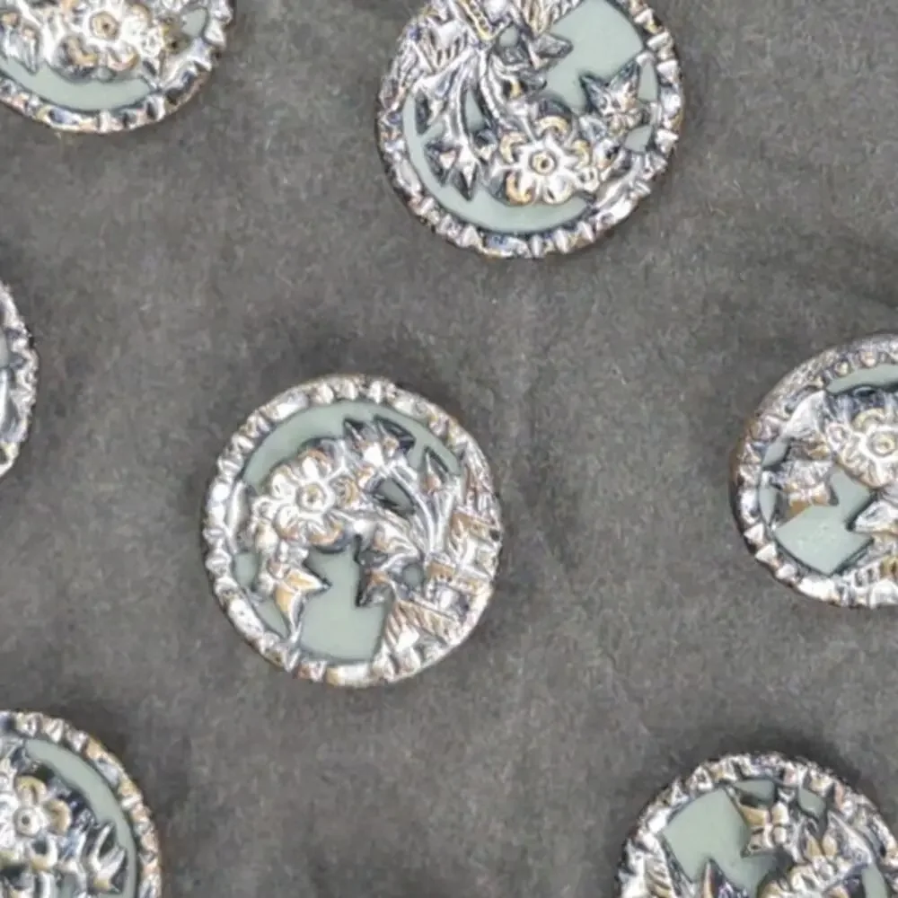 LOT JJ of 10 Antique Vintage Victorian Brass Mixed Materials Buttons ESTATE FIND